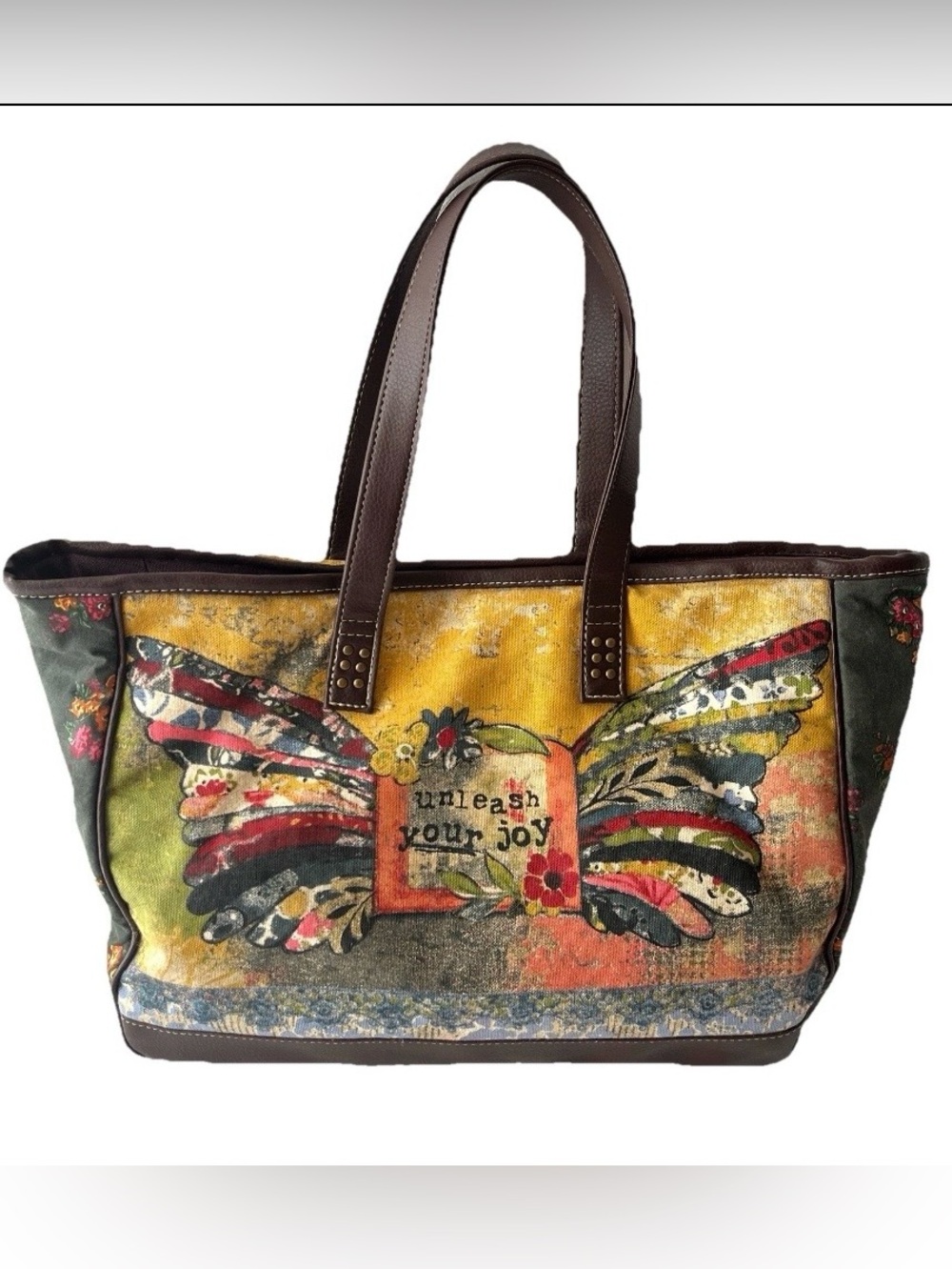 Kelly Rae Robert’s Unleash Your Joy Tote Bag Colorful Boho Floral  Inspirational